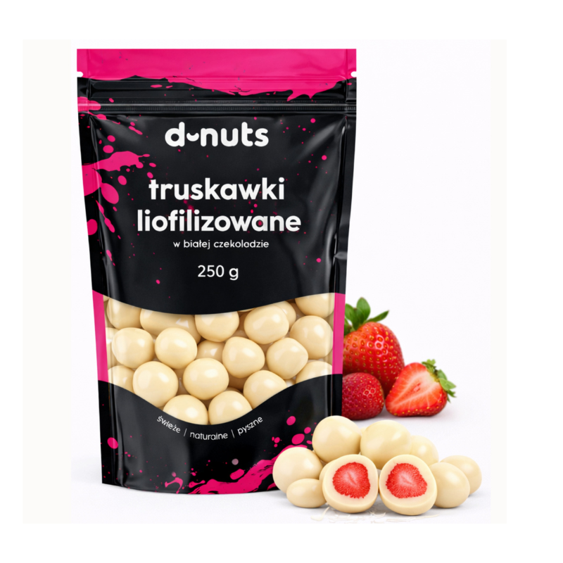 Liofilizowane truskawki w białej czekoladzie 250 g