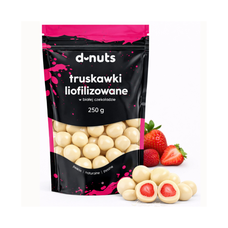 Liofilizowane truskawki w białej czekoladzie 250 g